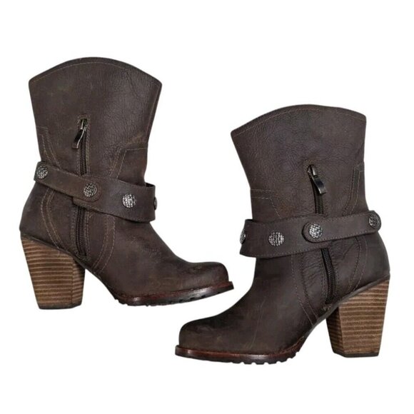 Eastland Womens 6.5 Booties Bellamy 1955 Bootie Leather Zip Cowgirl Western - Picture 4 of 12